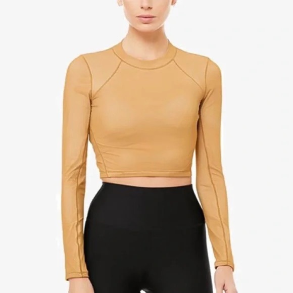 ALO Yoga Tops - Alo Yoga Vision Long Sleeve - Caramel Latte Small